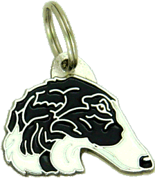 Borzoj czarno-biały - pet ID tag, dog ID tags, pet tags, personalized pet tags MjavHov - engraved pet tags online