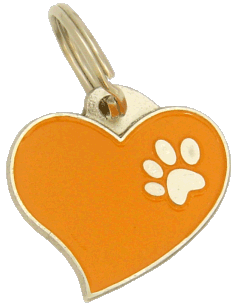Serce  pomarańczowe - pet ID tag, dog ID tags, pet tags, personalized pet tags MjavHov - engraved pet tags online