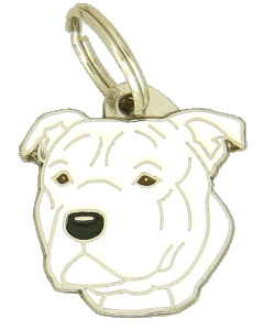 Staffordshire bullterier biały - pet ID tag, dog ID tags, pet tags, personalized pet tags MjavHov - engraved pet tags online