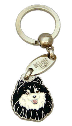 Szpic miniaturowy - Pomeranian czarno-biały <br> (zawieszka, Z grawerem)
