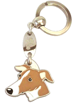 Whippet brązowy-biały - pet ID tag, dog ID tags, pet tags, personalized pet tags MjavHov - engraved pet tags online