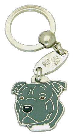 Staffordshire bullterier szary - pet ID tag, dog ID tags, pet tags, personalized pet tags MjavHov - engraved pet tags online