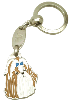 Shih-tzu brązowy-błękitny - pet ID tag, dog ID tags, pet tags, personalized pet tags MjavHov - engraved pet tags online