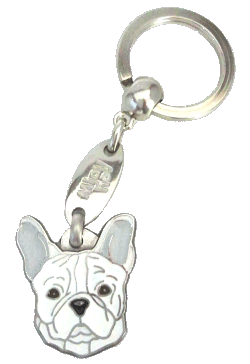 Buldog francuski biały - pet ID tag, dog ID tags, pet tags, personalized pet tags MjavHov - engraved pet tags online