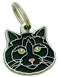 Ragdoll-Katze schwarz - Katzenmarken MjavHov - Katzenmarke, Katzenmarken online, Katzenmarken mit gravur, gravierte Katzenmarken, Katzenmarkeanhänger, Anhänger mit gravur, Katzenmarkezubehöer, Rassen Katzenmarke, Tieranhänger