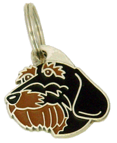 GRAVHUND RUHÅRET SORT MED TAN - pet ID tag, dog ID tags, pet tags, personalized pet tags MjavHov - engraved pet tags online