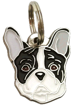 FRANSK BULLDOG SORT HVID - pet ID tag, dog ID tags, pet tags, personalized pet tags MjavHov - engraved pet tags online