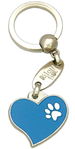 HJERTE BLÅ - pet ID tag, dog ID tags, pet tags, personalized pet tags MjavHov - engraved pet tags online