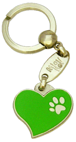 HJERTE GRØN - pet ID tag, dog ID tags, pet tags, personalized pet tags MjavHov - engraved pet tags online