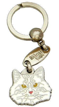 Norsk skovkat hvid - pet ID tag, dog ID tags, pet tags, personalized pet tags MjavHov - engraved pet tags online