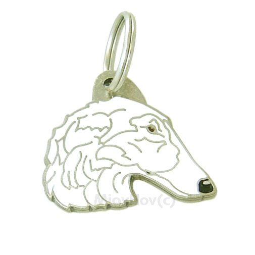 Custom personalized dog name tag Borzoi white

This unique, cute and quality dog id tag is offered with laser engraved name and phone no. or your custom text. Stainless steel split ring for easy attachment to your pets collar. All items are also available as keychains.
Gift for dogs and dog lovers.

Color: colored/silver
Size: 35 x 30 mm

Engraving area: 21 x 12 mm
Laser engraving personalization on the back side is included in the price. Enter the text you wish to have engraved. Suggestion: dog's name and phone number. We engrave on the back side of the tag. Engraving will be centered and easy to read. If you go over the recommended count then the text becomes smaller, and harder to read.

Metal, chrome plated dog tag or key ring. 
Hand made, hand colored, made in Slovenia. 

In stock.
