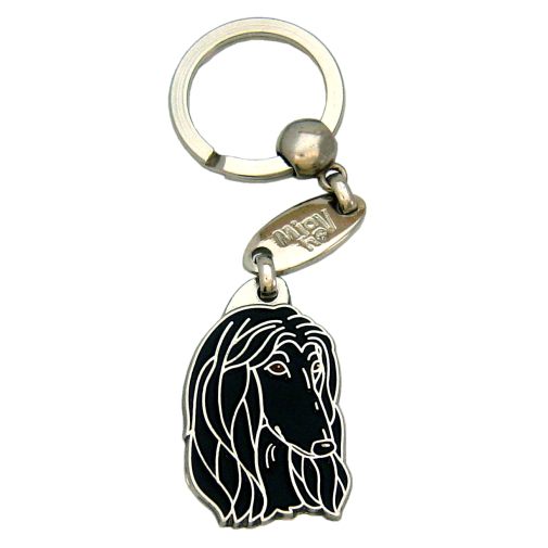 Custom personalized dog name tag Afghan hound black

This unique, cute and quality dog id tag is offered with laser engraved name and phone no. or your custom text. Stainless steel split ring for easy attachment to your pets collar. All items are also available as keychains.
Gift for dogs and dog lovers.

Color: colored/silver
Size: 24 x 38 mm

Engraving area: 20 x 20 mm
Laser engraving personalization on the back side is included in the price. Enter the text you wish to have engraved. Suggestion: dog's name and phone number. We engrave on the back side of the tag. Engraving will be centered and easy to read. If you go over the recommended count then the text becomes smaller, and harder to read.

Metal, chrome plated dog tag or key ring. 
Hand made, hand colored, made in Slovenia. 

In stock.
