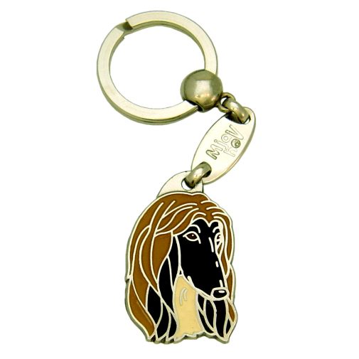 Custom personalized dog name tag Afghan hound

This unique, cute and quality dog id tag is offered with laser engraved name and phone no. or your custom text. Stainless steel split ring for easy attachment to your pets collar. All items are also available as keychains.
Gift for dogs and dog lovers.

Color: colored/silver
Size: 24 x 38 mm

Engraving area: 20 x 20 mm
Laser engraving personalization on the back side is included in the price. Enter the text you wish to have engraved. Suggestion: dog's name and phone number. We engrave on the back side of the tag. Engraving will be centered and easy to read. If you go over the recommended count then the text becomes smaller, and harder to read.

Metal, chrome plated dog tag or key ring. 
Hand made, hand colored, made in Slovenia. 

In stock.
