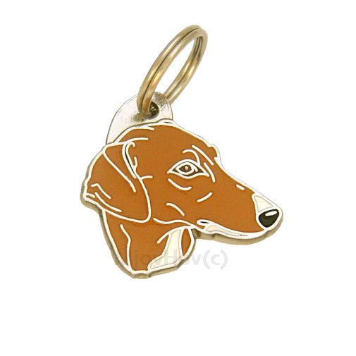 Custom personalized dog name tag Azawakh white brown

This unique, cute and quality dog id tag is offered with laser engraved name and phone no. or your custom text. Stainless steel split ring for easy attachment to your pets collar. All items are also available as keychains.
Gift for dogs and dog lovers.

Color: colored/silver
Size: 31 x 31 mm

Engraving area: 20 x 12 mm
Laser engraving personalization on the back side is included in the price. Enter the text you wish to have engraved. Suggestion: dog's name and phone number. We engrave on the back side of the tag. Engraving will be centered and easy to read. If you go over the recommended count then the text becomes smaller, and harder to read.

Metal, chrome plated dog tag or key ring. 
Hand made, hand colored, made in Slovenia. 

In stock.
