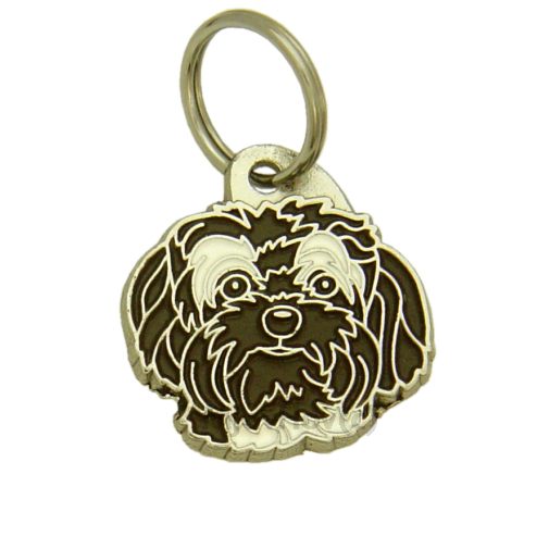 Custom personalized dog name tag Bolonka white and brown

This unique, cute and quality dog id tag is offered with laser engraved name and phone no. or your custom text. Stainless steel split ring for easy attachment to your pets collar. All items are also available as keychains.
Gift for dogs and dog lovers.

Color: colored/silver
Size: 26 x 28 mm

Engraving area: 20 x 12 mm
Laser engraving personalization on the back side is included in the price. Enter the text you wish to have engraved. Suggestion: dog's name and phone number. We engrave on the back side of the tag. Engraving will be centered and easy to read. If you go over the recommended count then the text becomes smaller, and harder to read.

Metal, chrome plated dog tag or key ring. 
Hand made, hand colored, made in Slovenia. 

In stock.
