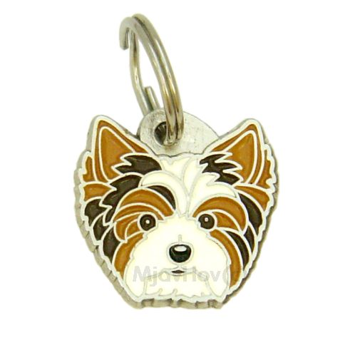 Custom personalized dog name tag Biro yorkshire terrier

This unique, cute and quality dog id tag is offered with laser engraved name and phone no. or your custom text. Stainless steel split ring for easy attachment to your pets collar. All items are also available as keychains.
Gift for dogs and dog lovers.

Color: colored/silver
Size: 24 x 24 mm

Engraving area: 19 x 12 mm
Laser engraving personalization on the back side is included in the price. Enter the text you wish to have engraved. Suggestion: dog's name and phone number. We engrave on the back side of the tag. Engraving will be centered and easy to read. If you go over the recommended count then the text becomes smaller, and harder to read.

Metal, chrome plated dog tag or key ring. 
Hand made, hand colored, made in Slovenia. 

In stock.
