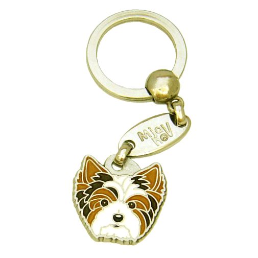 Custom personalized dog name tag Biro yorkshire terrier

This unique, cute and quality dog id tag is offered with laser engraved name and phone no. or your custom text. Stainless steel split ring for easy attachment to your pets collar. All items are also available as keychains.
Gift for dogs and dog lovers.

Color: colored/silver
Size: 24 x 24 mm

Engraving area: 19 x 12 mm
Laser engraving personalization on the back side is included in the price. Enter the text you wish to have engraved. Suggestion: dog's name and phone number. We engrave on the back side of the tag. Engraving will be centered and easy to read. If you go over the recommended count then the text becomes smaller, and harder to read.

Metal, chrome plated dog tag or key ring. 
Hand made, hand colored, made in Slovenia. 

In stock.
