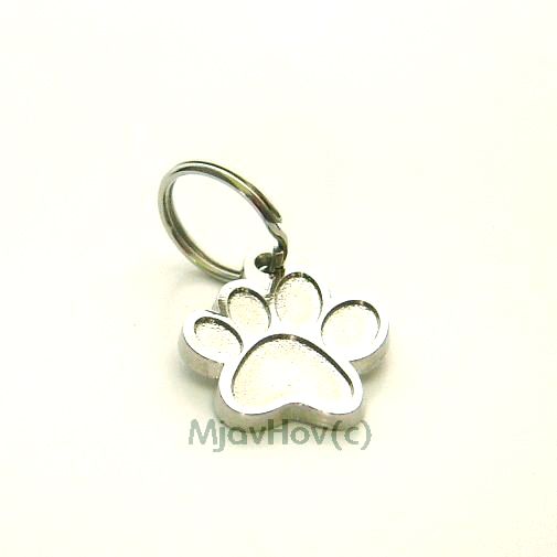 Custom personalized dog name tag METAL PAW MJAVHOV
Color: colored/silver 
Dim: 22 x 25 mm
Engraving area: 
15 x 7 mm
Metal, chrome plated pet tag.
 
Personalized laser engraving on the back side included.

Hand made 
MADE IN SLOVENIA

In stock.
