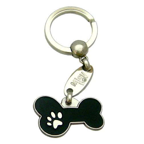 Custom personalized dog name tag BONE MJAVHOV BLACK
Color: colored/silver 
Dim: 34 x 21 mm
Engraving area: 
27 x 7 mm
Metal, chrome plated pet tag.
 
Personalized laser engraving on the back side included.

Hand made 
MADE IN SLOVENIA

In stock.
