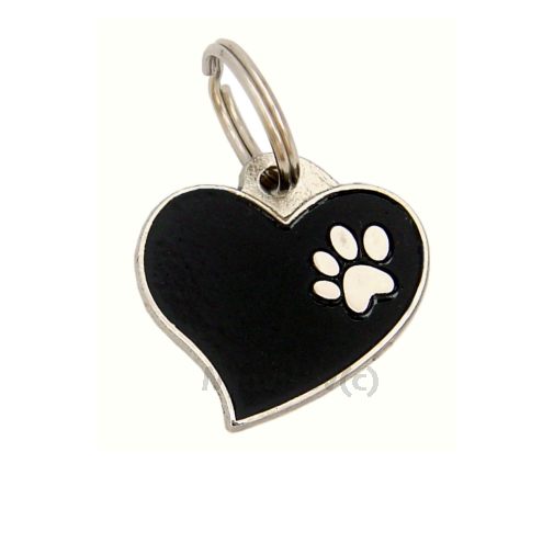 Custom personalized dog name tag Heart black

This unique, cute and quality dog id tag is offered with laser engraved name and phone no. or your custom text. Stainless steel split ring for easy attachment to your pets collar. All items are also available as keychains.
Gift for dogs and dog lovers.

Color: colored/silver
Size: 28 x 26 mm

Engraving area: 20 x 12 mm
Laser engraving personalization on the back side is included in the price. Enter the text you wish to have engraved. Suggestion: dog's name and phone number. We engrave on the back side of the tag. Engraving will be centered and easy to read. If you go over the recommended count then the text becomes smaller, and harder to read.

Metal, chrome plated dog tag or key ring. 
Hand made, hand colored, made in Slovenia. 

In stock.
