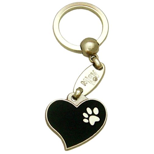 Custom personalized dog name tag Heart black

This unique, cute and quality dog id tag is offered with laser engraved name and phone no. or your custom text. Stainless steel split ring for easy attachment to your pets collar. All items are also available as keychains.
Gift for dogs and dog lovers.

Color: colored/silver
Size: 28 x 26 mm

Engraving area: 20 x 12 mm
Laser engraving personalization on the back side is included in the price. Enter the text you wish to have engraved. Suggestion: dog's name and phone number. We engrave on the back side of the tag. Engraving will be centered and easy to read. If you go over the recommended count then the text becomes smaller, and harder to read.

Metal, chrome plated dog tag or key ring. 
Hand made, hand colored, made in Slovenia. 

In stock.
