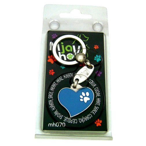 Custom personalized dog name tag Heart blue

This unique, cute and quality dog id tag is offered with laser engraved name and phone no. or your custom text. Stainless steel split ring for easy attachment to your pets collar. All items are also available as keychains.
Gift for dogs and dog lovers.

Color: colored/silver
Size: 28 x 26 mm

Engraving area: 20 x 12 mm
Laser engraving personalization on the back side is included in the price. Enter the text you wish to have engraved. Suggestion: dog's name and phone number. We engrave on the back side of the tag. Engraving will be centered and easy to read. If you go over the recommended count then the text becomes smaller, and harder to read.

Metal, chrome plated dog tag or key ring. 
Hand made, hand colored, made in Slovenia. 

In stock.

