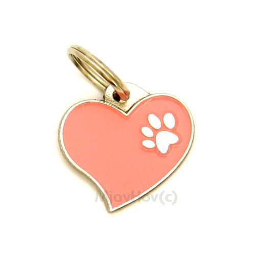 ﻿Namnbricka för hund med personlig gravyr Hjärta rosa

Färg: färgat/silver 
Storleken på den hängande: 28 x 26 mm
Maximal storlek gravyr: 20 x 12 mm

Brickorna är kvalitativa, kromade och handmålade.
 
Lasergraverade inskription på baksidan av hundbricka ingår i priset.

Alla ID-brickor levereras med en ring, för enkel och säker montering på djurets halsband.

Handgjorda, tillverkade i Slovenien.

På lager.
