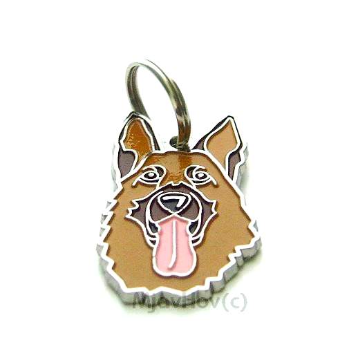 Custom personalized dog name tag German shepherd dog

This unique, cute and quality dog id tag is offered with laser engraved name and phone no. or your custom text. Stainless steel split ring for easy attachment to your pets collar. All items are also available as keychains.
Gift for dogs and dog lovers.

Color: colored/silver
Size: 23 x 39 mm

Engraving area: 18 x 20 mm
Laser engraving personalization on the back side is included in the price. Enter the text you wish to have engraved. Suggestion: dog's name and phone number. We engrave on the back side of the tag. Engraving will be centered and easy to read. If you go over the recommended count then the text becomes smaller, and harder to read.

Metal, chrome plated dog tag or key ring. 
Hand made, hand colored, made in Slovenia. 

In stock.

