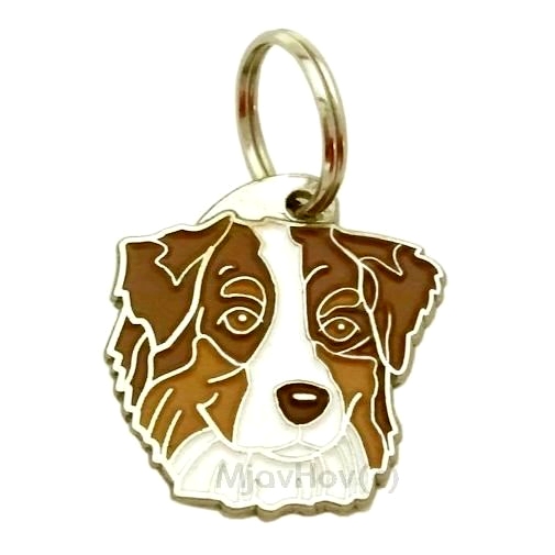 Custom personalized dog name tag Australian shepherd red

This unique, cute and quality dog id tag is offered with laser engraved name and phone no. or your custom text. Stainless steel split ring for easy attachment to your pets collar. All items are also available as keychains.
Gift for dogs and dog lovers.

Color: colored/silver
Size: 29 x 30 mm

Engraving area: 20 x 18 mm
Laser engraving personalization on the back side is included in the price. Enter the text you wish to have engraved. Suggestion: dog's name and phone number. We engrave on the back side of the tag. Engraving will be centered and easy to read. If you go over the recommended count then the text becomes smaller, and harder to read.

Metal, chrome plated dog tag or key ring. 
Hand made, hand colored, made in Slovenia. 

In stock.
