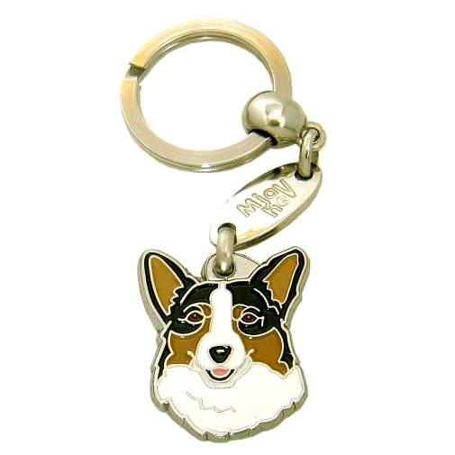 Custom personalized dog name tag Welsh corgi

This unique, cute and quality dog id tag is offered with laser engraved name and phone no. or your custom text. Stainless steel split ring for easy attachment to your pets collar. All items are also available as keychains.
Gift for dogs and dog lovers.

Color: colored/silver
Size: 26 x 31 mm

Engraving area: 17 x 17 mm
Laser engraving personalization on the back side is included in the price. Enter the text you wish to have engraved. Suggestion: dog's name and phone number. We engrave on the back side of the tag. Engraving will be centered and easy to read. If you go over the recommended count then the text becomes smaller, and harder to read.

Metal, chrome plated dog tag or key ring. 
Hand made, hand colored, made in Slovenia. 

In stock.
