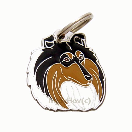 Custom personalized dog name tag Collie tricolor

This unique, cute and quality dog id tag is offered with laser engraved name and phone no. or your custom text. Stainless steel split ring for easy attachment to your pets collar. All items are also available as keychains.
Gift for dogs and dog lovers.

Color: colored/silver
Size: 30 x 34 mm

Engraving area: 20 x 18 mm
Laser engraving personalization on the back side is included in the price. Enter the text you wish to have engraved. Suggestion: dog's name and phone number. We engrave on the back side of the tag. Engraving will be centered and easy to read. If you go over the recommended count then the text becomes smaller, and harder to read.

Metal, chrome plated dog tag or key ring. 
Hand made, hand colored, made in Slovenia. 

In stock.
