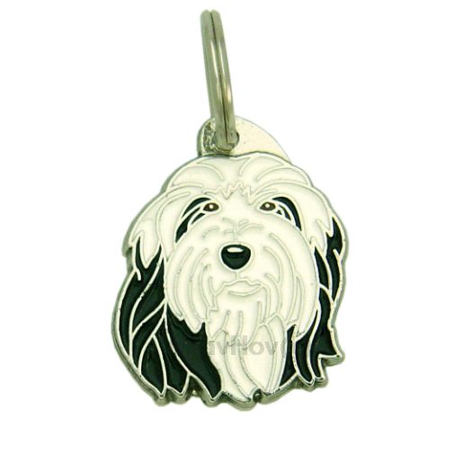 Custom personalized dog name tag Bearded collie black and white

This unique, cute and quality dog id tag is offered with laser engraved name and phone no. or your custom text. Stainless steel split ring for easy attachment to your pets collar. All items are also available as keychains.
Gift for dogs and dog lovers.

Color: colored/silver
Size: 26 x 35 mm

Engraving area: 20 x 20 mm
Laser engraving personalization on the back side is included in the price. Enter the text you wish to have engraved. Suggestion: dog's name and phone number. We engrave on the back side of the tag. Engraving will be centered and easy to read. If you go over the recommended count then the text becomes smaller, and harder to read.

Metal, chrome plated dog tag or key ring. 
Hand made, hand colored, made in Slovenia. 

In stock.
