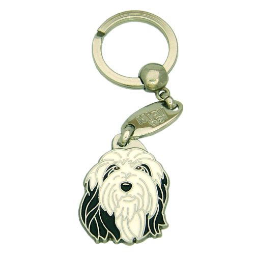 Custom personalized dog name tag Bearded collie black and white

This unique, cute and quality dog id tag is offered with laser engraved name and phone no. or your custom text. Stainless steel split ring for easy attachment to your pets collar. All items are also available as keychains.
Gift for dogs and dog lovers.

Color: colored/silver
Size: 26 x 35 mm

Engraving area: 20 x 20 mm
Laser engraving personalization on the back side is included in the price. Enter the text you wish to have engraved. Suggestion: dog's name and phone number. We engrave on the back side of the tag. Engraving will be centered and easy to read. If you go over the recommended count then the text becomes smaller, and harder to read.

Metal, chrome plated dog tag or key ring. 
Hand made, hand colored, made in Slovenia. 

In stock.
