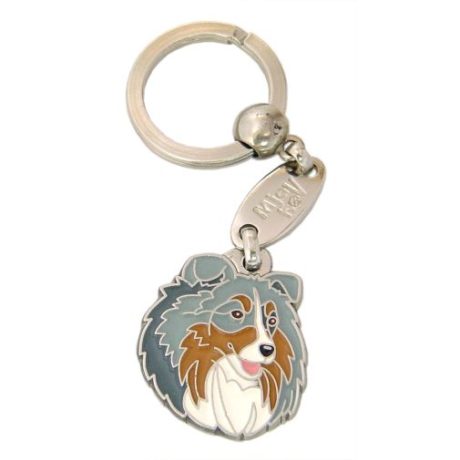 Custom personalized dog name tag Shetland sheepdog blue merle

This unique, cute and quality dog id tag is offered with laser engraved name and phone no. or your custom text. Stainless steel split ring for easy attachment to your pets collar. All items are also available as keychains.
Gift for dogs and dog lovers.

Color: colored/silver
Size: 28 x 33 mm

Engraving area: 21 x 20 mm
Laser engraving personalization on the back side is included in the price. Enter the text you wish to have engraved. Suggestion: dog's name and phone number. We engrave on the back side of the tag. Engraving will be centered and easy to read. If you go over the recommended count then the text becomes smaller, and harder to read.

Metal, chrome plated dog tag or key ring. 
Hand made, hand colored, made in Slovenia. 

In stock.
