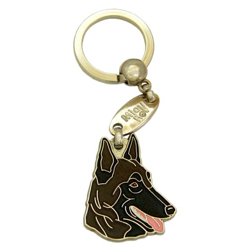 Custom personalized dog name tag Belgian shepherd, malinois dark brown

This unique, cute and quality dog id tag is offered with laser engraved name and phone no. or your custom text. Stainless steel split ring for easy attachment to your pets collar. All items are also available as keychains.
Gift for dogs and dog lovers.

Color: colored/silver
Size: 36 x 30 mm

Engraving area: 18 x 16 mm
Laser engraving personalization on the back side is included in the price. Enter the text you wish to have engraved. Suggestion: dog's name and phone number. We engrave on the back side of the tag. Engraving will be centered and easy to read. If you go over the recommended count then the text becomes smaller, and harder to read.

Metal, chrome plated dog tag or key ring. 
Hand made, hand colored, made in Slovenia. 

In stock.
