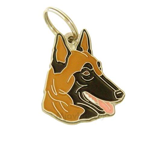 Custom personalized dog name tag Belgian shepherd, malinois

This unique, cute and quality dog id tag is offered with laser engraved name and phone no. or your custom text. Stainless steel split ring for easy attachment to your pets collar. All items are also available as keychains.
Gift for dogs and dog lovers.

Color: colored/silver
Size: 36 x 30 mm

Engraving area: 18 x 16 mm
Laser engraving personalization on the back side is included in the price. Enter the text you wish to have engraved. Suggestion: dog's name and phone number. We engrave on the back side of the tag. Engraving will be centered and easy to read. If you go over the recommended count then the text becomes smaller, and harder to read.

Metal, chrome plated dog tag or key ring. 
Hand made, hand colored, made in Slovenia. 

In stock.
