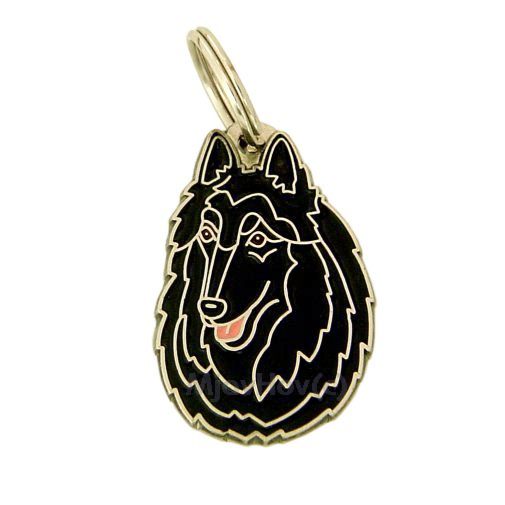 Custom personalized dog name tag Belgian shepherd, groenendael

This unique, cute and quality dog id tag is offered with laser engraved name and phone no. or your custom text. Stainless steel split ring for easy attachment to your pets collar. All items are also available as keychains.
Gift for dogs and dog lovers.

Color: colored/silver
Size: 38 x 26 mm

Engraving area: 20 x 20 mm
Laser engraving personalization on the back side is included in the price. Enter the text you wish to have engraved. Suggestion: dog's name and phone number. We engrave on the back side of the tag. Engraving will be centered and easy to read. If you go over the recommended count then the text becomes smaller, and harder to read.

Metal, chrome plated dog tag or key ring. 
Hand made, hand colored, made in Slovenia. 

In stock.
