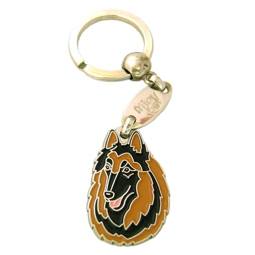Custom personalized dog name tag Belgian shepherd, tervuren

This unique, cute and quality dog id tag is offered with laser engraved name and phone no. or your custom text. Stainless steel split ring for easy attachment to your pets collar. All items are also available as keychains.
Gift for dogs and dog lovers.

Color: colored/silver
Size: 38 x 26 mm

Engraving area: 20 x 20 mm
Laser engraving personalization on the back side is included in the price. Enter the text you wish to have engraved. Suggestion: dog's name and phone number. We engrave on the back side of the tag. Engraving will be centered and easy to read. If you go over the recommended count then the text becomes smaller, and harder to read.

Metal, chrome plated dog tag or key ring. 
Hand made, hand colored, made in Slovenia. 

In stock.

