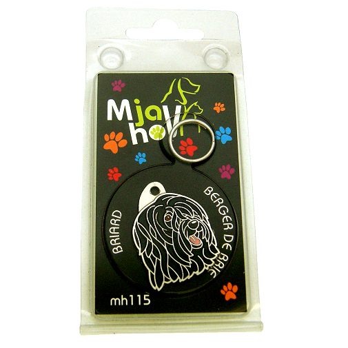 Custom personalized dog name tag Briard black

This unique, cute and quality dog id tag is offered with laser engraved name and phone no. or your custom text. Stainless steel split ring for easy attachment to your pets collar. All items are also available as keychains.
Gift for dogs and dog lovers.

Color: colored/silver
Size: 27 x 34 mm

Engraving area: 21 x 16 mm
Laser engraving personalization on the back side is included in the price. Enter the text you wish to have engraved. Suggestion: dog's name and phone number. We engrave on the back side of the tag. Engraving will be centered and easy to read. If you go over the recommended count then the text becomes smaller, and harder to read.

Metal, chrome plated dog tag or key ring. 
Hand made, hand colored, made in Slovenia. 

In stock.
