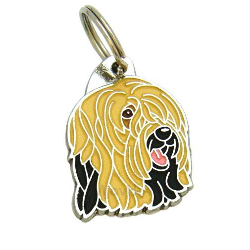 Custom personalized dog name tag Briard

This unique, cute and quality dog id tag is offered with laser engraved name and phone no. or your custom text. Stainless steel split ring for easy attachment to your pets collar. All items are also available as keychains.
Gift for dogs and dog lovers.

Color: colored/silver
Size: 27 x 34 mm

Engraving area: 21 x 16 mm
Laser engraving personalization on the back side is included in the price. Enter the text you wish to have engraved. Suggestion: dog's name and phone number. We engrave on the back side of the tag. Engraving will be centered and easy to read. If you go over the recommended count then the text becomes smaller, and harder to read.

Metal, chrome plated dog tag or key ring. 
Hand made, hand colored, made in Slovenia. 

In stock.
