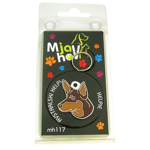Custom personalized dog name tag Australian kelpie red and tan

This unique, cute and quality dog id tag is offered with laser engraved name and phone no. or your custom text. Stainless steel split ring for easy attachment to your pets collar. All items are also available as keychains.
Gift for dogs and dog lovers.

Color: colored/silver
Size: 27 x 29 mm

Engraving area: 19 x 12 mm
Laser engraving personalization on the back side is included in the price. Enter the text you wish to have engraved. Suggestion: dog's name and phone number. We engrave on the back side of the tag. Engraving will be centered and easy to read. If you go over the recommended count then the text becomes smaller, and harder to read.

Metal, chrome plated dog tag or key ring. 
Hand made, hand colored, made in Slovenia. 

In stock.

