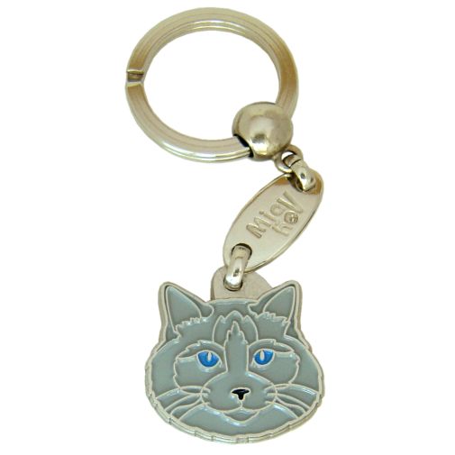 Custom personalized cat name tag Ragdoll cat blue mink

This unique, cute and quality cat id tag is offered with laser engraved name and phone no. or your custom text. Stainless steel split ring for easy attachment to your pets collar. All items are also available as keychains.
Gift for cats and cat lovers.

Color: colored/silver
Size: 28 x 28 mm

Engraving area: 20 x 15 mm
Laser engraving personalization on the back side is included in the price. Enter the text you wish to have engraved. Suggestion: cat's name and phone number. We engrave on the back side of the tag. Engraving will be centered and easy to read. If you go over the recommended count then the text becomes smaller, and harder to read.

Metal, chrome plated cat tag or key ring. 
Hand made, hand colored, made in Slovenia. 

In stock.
