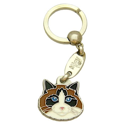 Custom personalized cat name tag Ragdoll cat tricolor

This unique, cute and quality cat id tag is offered with laser engraved name and phone no. or your custom text. Stainless steel split ring for easy attachment to your pets collar. All items are also available as keychains.
Gift for cats and cat lovers.

Color: colored/silver
Size: 28 x 28 mm

Engraving area: 20 x 15 mm
Laser engraving personalization on the back side is included in the price. Enter the text you wish to have engraved. Suggestion: cat's name and phone number. We engrave on the back side of the tag. Engraving will be centered and easy to read. If you go over the recommended count then the text becomes smaller, and harder to read.

Metal, chrome plated cat tag or key ring. 
Hand made, hand colored, made in Slovenia. 

In stock.
