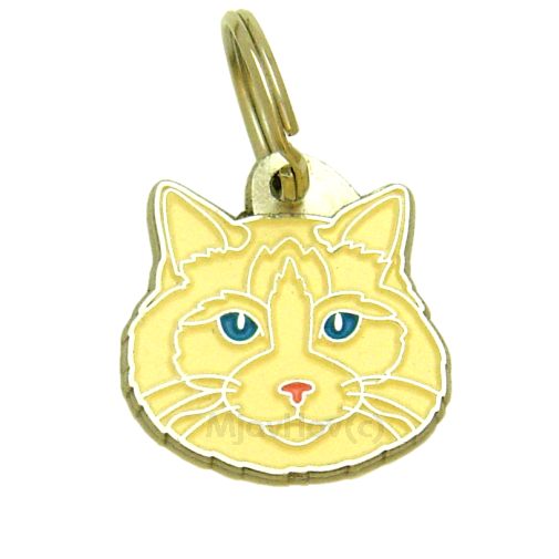 Custom personalized cat name tag Ragdoll cat cream

This unique, cute and quality cat id tag is offered with laser engraved name and phone no. or your custom text. Stainless steel split ring for easy attachment to your pets collar. All items are also available as keychains.
Gift for cats and cat lovers.

Color: colored/silver
Size: 28 x 28 mm

Engraving area: 20 x 15 mm
Laser engraving personalization on the back side is included in the price. Enter the text you wish to have engraved. Suggestion: cat's name and phone number. We engrave on the back side of the tag. Engraving will be centered and easy to read. If you go over the recommended count then the text becomes smaller, and harder to read.

Metal, chrome plated cat tag or key ring. 
Hand made, hand colored, made in Slovenia. 

In stock.
