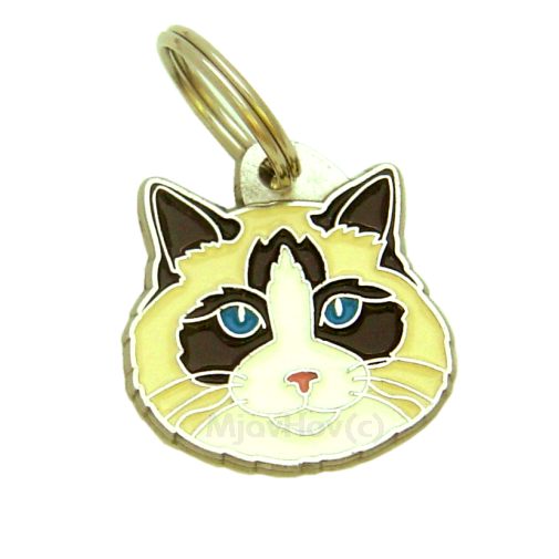 Custom personalized cat name tag Ragdoll cat cream tricolor

This unique, cute and quality cat id tag is offered with laser engraved name and phone no. or your custom text. Stainless steel split ring for easy attachment to your pets collar. All items are also available as keychains.
Gift for cats and cat lovers.

Color: colored/silver
Size: 28 x 28 mm

Engraving area: 20 x 15 mm
Laser engraving personalization on the back side is included in the price. Enter the text you wish to have engraved. Suggestion: cat's name and phone number. We engrave on the back side of the tag. Engraving will be centered and easy to read. If you go over the recommended count then the text becomes smaller, and harder to read.

Metal, chrome plated cat tag or key ring. 
Hand made, hand colored, made in Slovenia. 

In stock.

