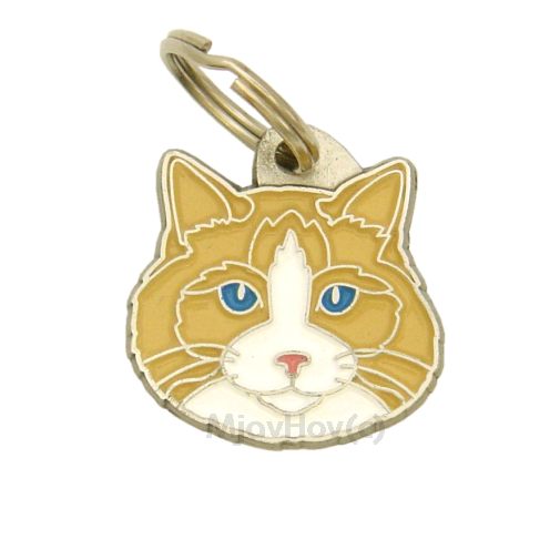 Custom personalized cat name tag Ragdoll cat cream point bicolor

This unique, cute and quality cat id tag is offered with laser engraved name and phone no. or your custom text. Stainless steel split ring for easy attachment to your pets collar. All items are also available as keychains.
Gift for cats and cat lovers.

Color: colored/silver
Size: 28 x 28 mm

Engraving area: 20 x 15 mm
Laser engraving personalization on the back side is included in the price. Enter the text you wish to have engraved. Suggestion: cat's name and phone number. We engrave on the back side of the tag. Engraving will be centered and easy to read. If you go over the recommended count then the text becomes smaller, and harder to read.

Metal, chrome plated cat tag or key ring. 
Hand made, hand colored, made in Slovenia. 

In stock.
