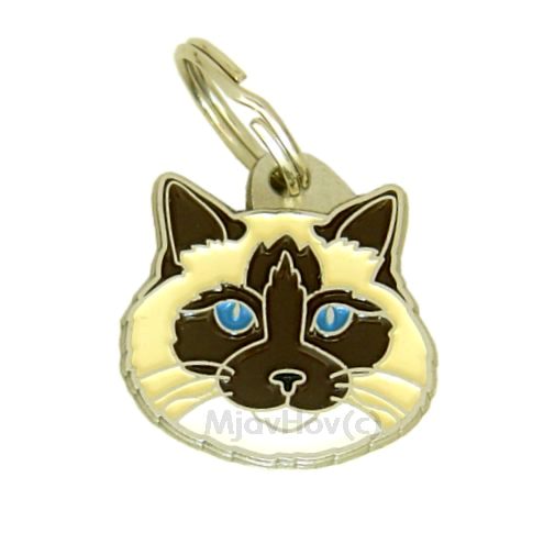 Custom personalized cat name tag Ragdoll cat seal point mitted

This unique, cute and quality cat id tag is offered with laser engraved name and phone no. or your custom text. Stainless steel split ring for easy attachment to your pets collar. All items are also available as keychains.
Gift for cats and cat lovers.

Color: colored/silver
Size: 28 x 28 mm

Engraving area: 20 x 15 mm
Laser engraving personalization on the back side is included in the price. Enter the text you wish to have engraved. Suggestion: cat's name and phone number. We engrave on the back side of the tag. Engraving will be centered and easy to read. If you go over the recommended count then the text becomes smaller, and harder to read.

Metal, chrome plated cat tag or key ring. 
Hand made, hand colored, made in Slovenia. 

In stock.
