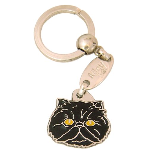 Custom personalized cat name tag Persian cat black

This unique, cute and quality cat id tag is offered with laser engraved name and phone no. or your custom text. Stainless steel split ring for easy attachment to your pets collar. All items are also available as keychains.
Gift for cats and cat lovers.

Color: colored/silver
Size: 27 x 26 mm

Engraving area: 20 x 15 mm
Laser engraving personalization on the back side is included in the price. Enter the text you wish to have engraved. Suggestion: cat's name and phone number. We engrave on the back side of the tag. Engraving will be centered and easy to read. If you go over the recommended count then the text becomes smaller, and harder to read.

Metal, chrome plated cat tag or key ring. 
Hand made, hand colored, made in Slovenia. 

In stock.

