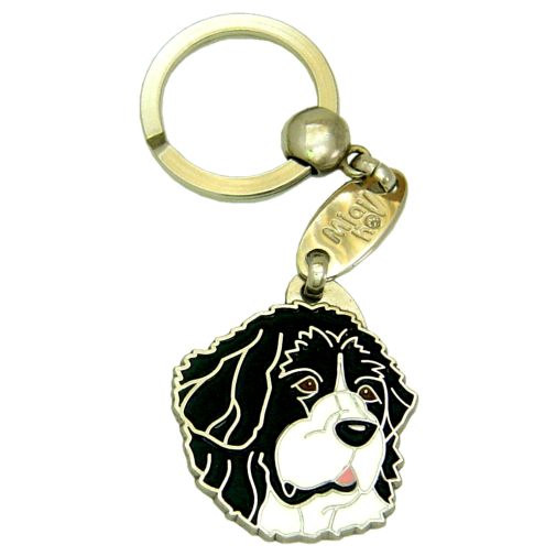 Custom personalized dog name tag Landseer black and white

This unique, cute and quality dog id tag is offered with laser engraved name and phone no. or your custom text. Stainless steel split ring for easy attachment to your pets collar. All items are also available as keychains.
Gift for dogs and dog lovers.

Color: colored/silver
Size: 32 x 36 mm

Engraving area: 22 x 15 mm
Laser engraving personalization on the back side is included in the price. Enter the text you wish to have engraved. Suggestion: dog's name and phone number. We engrave on the back side of the tag. Engraving will be centered and easy to read. If you go over the recommended count then the text becomes smaller, and harder to read.

Metal, chrome plated dog tag or key ring. 
Hand made, hand colored, made in Slovenia. 

In stock.
