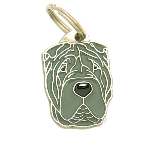 Custom personalized dog name tag Shar pei blue

This unique, cute and quality dog id tag is offered with laser engraved name and phone no. or your custom text. Stainless steel split ring for easy attachment to your pets collar. All items are also available as keychains.
Gift for dogs and dog lovers.

Color: colored/silver
Size: 23 x 34 mm

Engraving area: 20 x 15 mm
Laser engraving personalization on the back side is included in the price. Enter the text you wish to have engraved. Suggestion: dog's name and phone number. We engrave on the back side of the tag. Engraving will be centered and easy to read. If you go over the recommended count then the text becomes smaller, and harder to read.

Metal, chrome plated dog tag or key ring. 
Hand made, hand colored, made in Slovenia. 

In stock.
